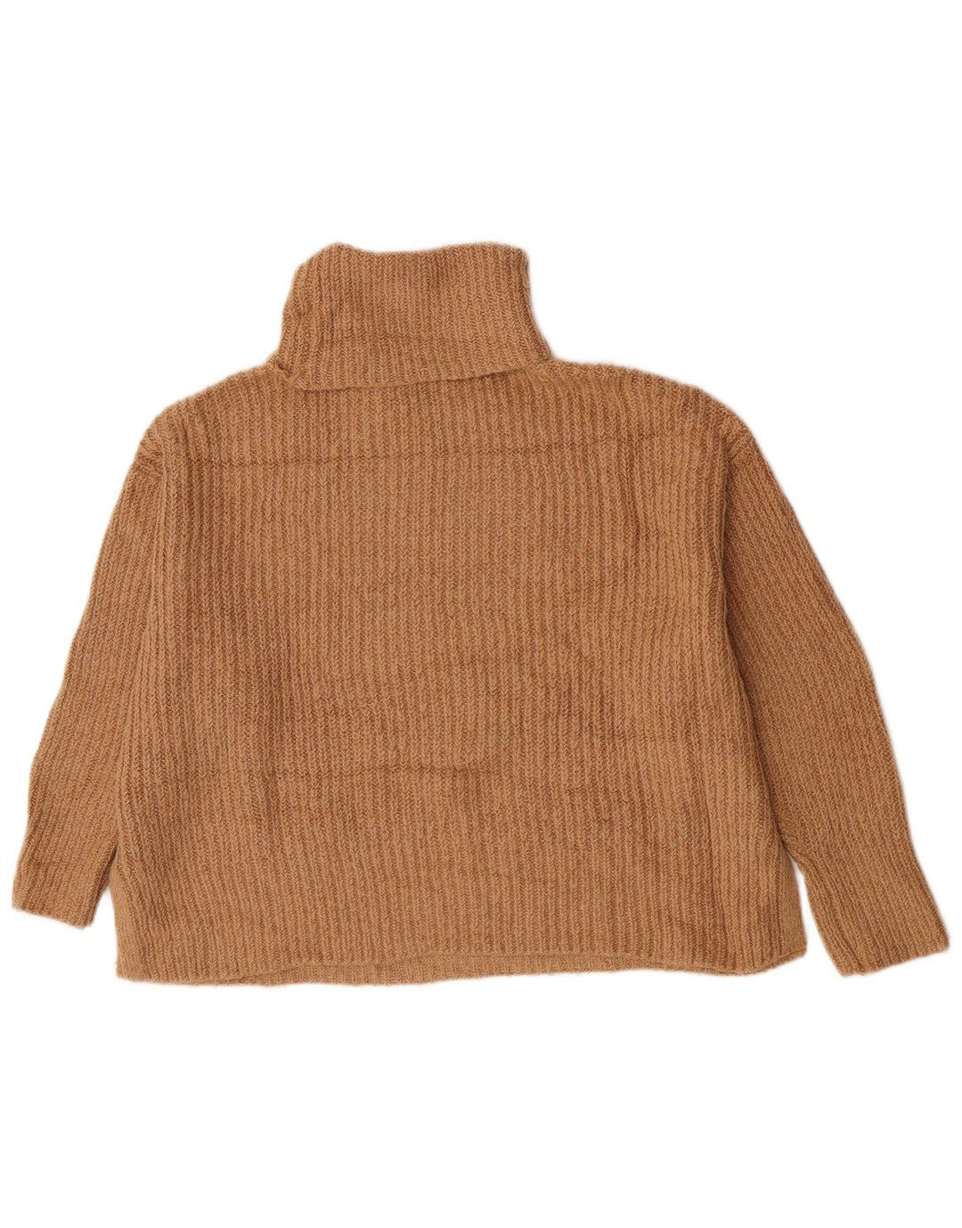 Zara Dame Oversized Roll Neck Jumper Sweater UK 10 Small Beige Acryl