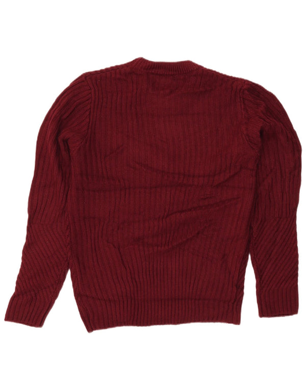 Eddie Bauer Womens Crew Neck Jumper Sweater UK 14 Large Burgundy Cotton