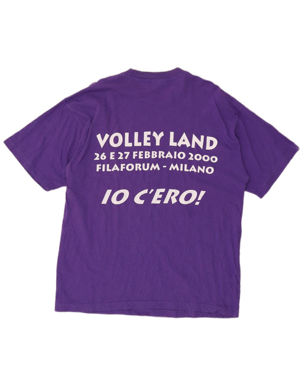 CHAMPION Dame Grafisk T-Shirt Top UK 16 Stor Lilla Bomuld