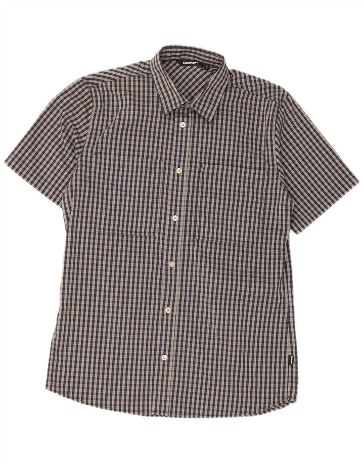 Rohan Herre kortærmet skjorte lille marineblå Gingham polyester
