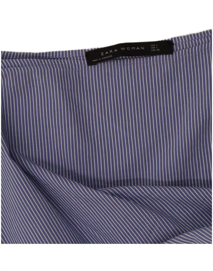 Zara Dame 3/4 ærmet bluse Top UK 16 Stor blå stribet