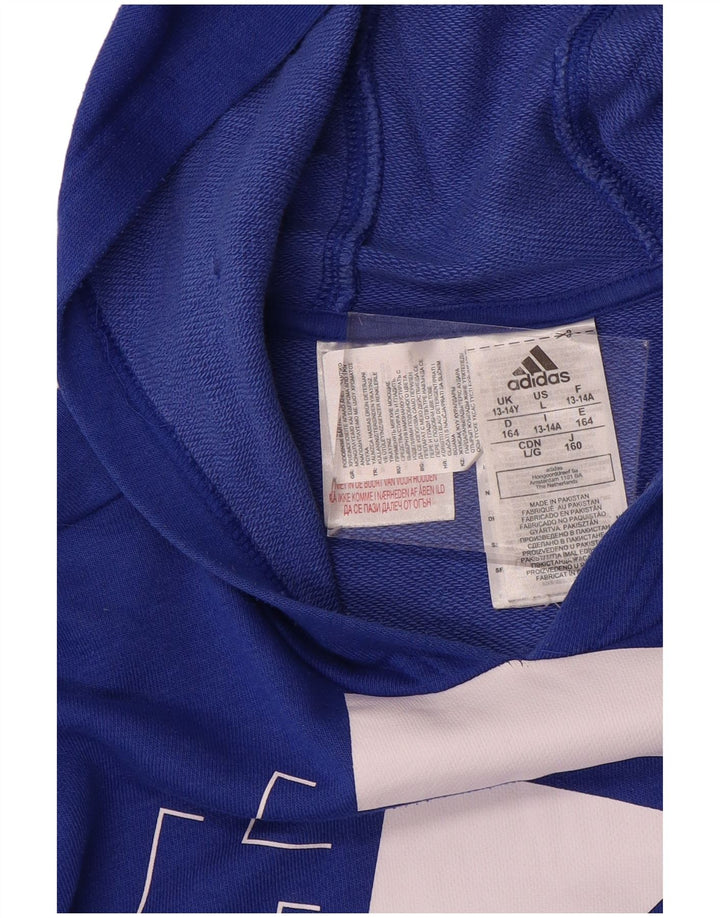 ADIDAS Grafisk hættetrøje til drenge 13-14 år Blå bomuld