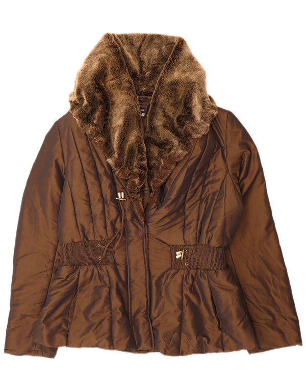 Zara Womens Padded Jacket UK 18 XL Brown Nylon