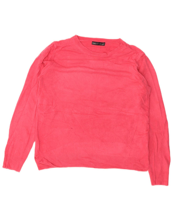 Marks & Spencer Dame sweater med rund hals DK 14 Medium Pink Akryl