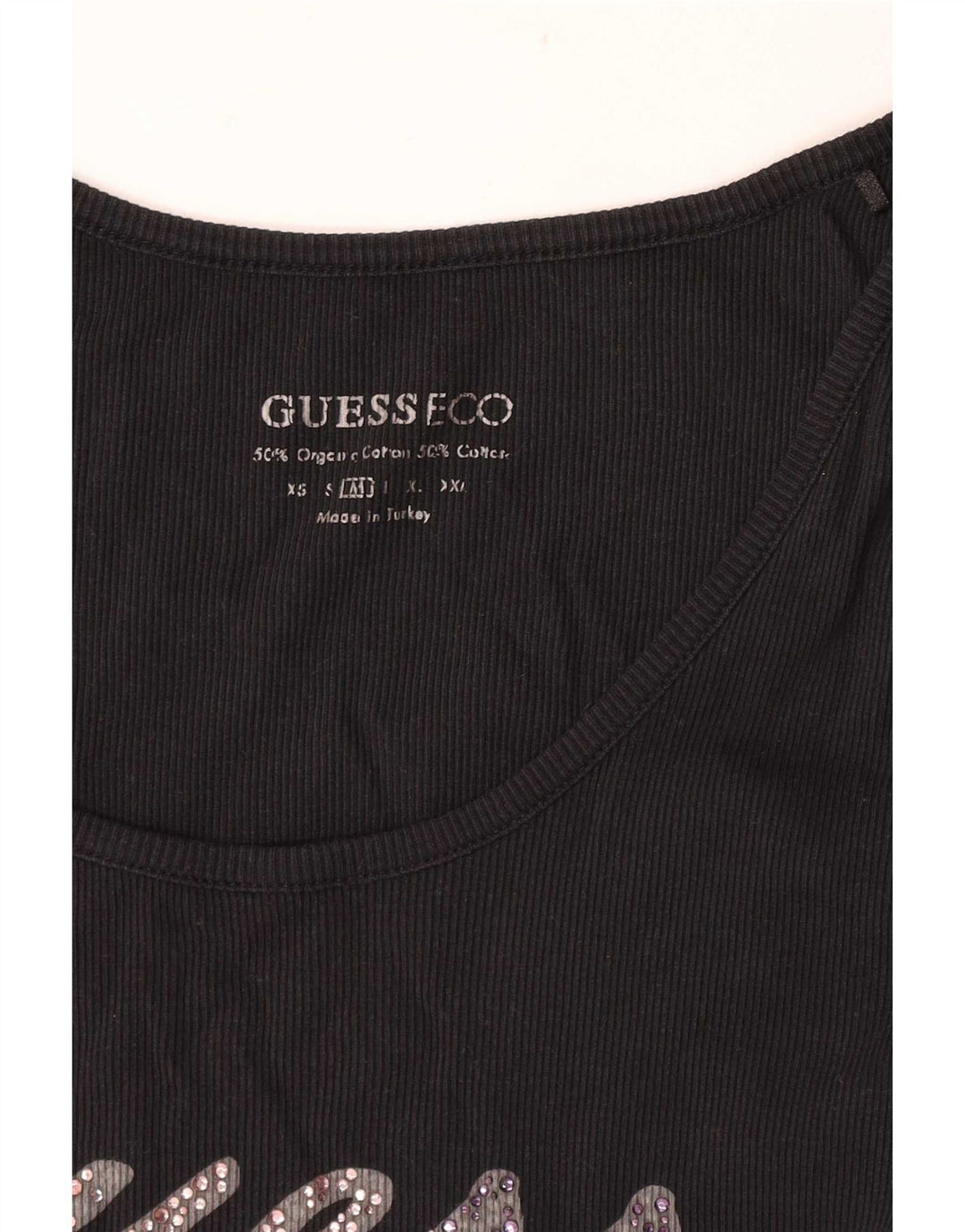 Guess Kvinders Grafisk Vest Top UK 12 Medium Sort Bomuld