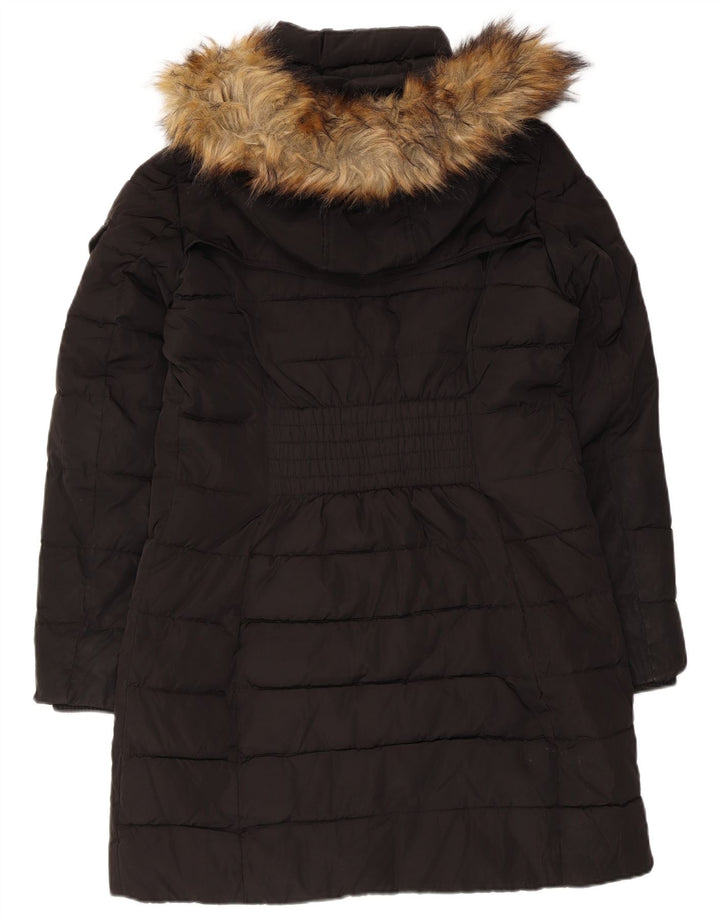 Michael Kors Dame Hætte Polstret Frakke UK 14 Medium Sort Polyester