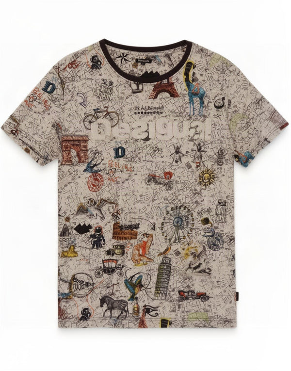 Desigual Herre grafisk T-shirt Top Stor flerfarvet bomuld
