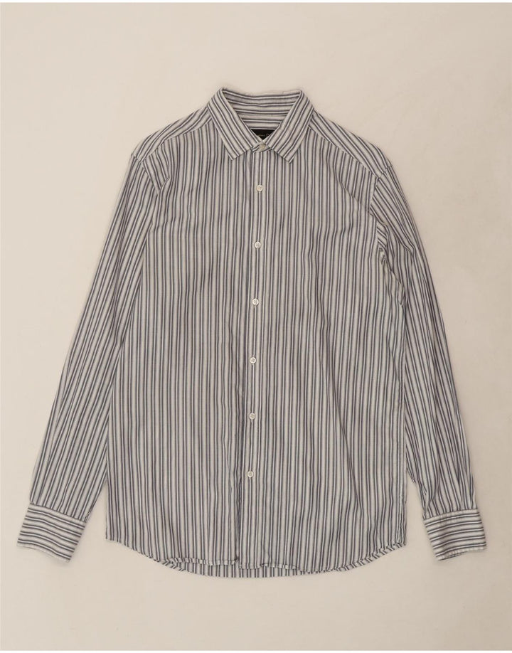 MASSIMO DUTTI Mens Shirt Medium White Striped Cotton Vintage Massimo Dutti and Second-Hand Massimo Dutti from Messina Hembry 