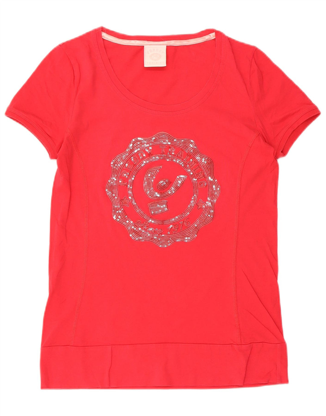 Freddy Dame Grafisk T-Shirt Top UK 6 XS Rød