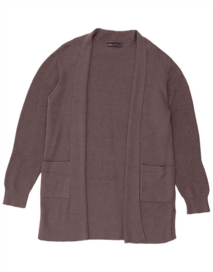 Marks & Spencer Dame Longline Open Cardigan Sweater UK 14 Large Grey