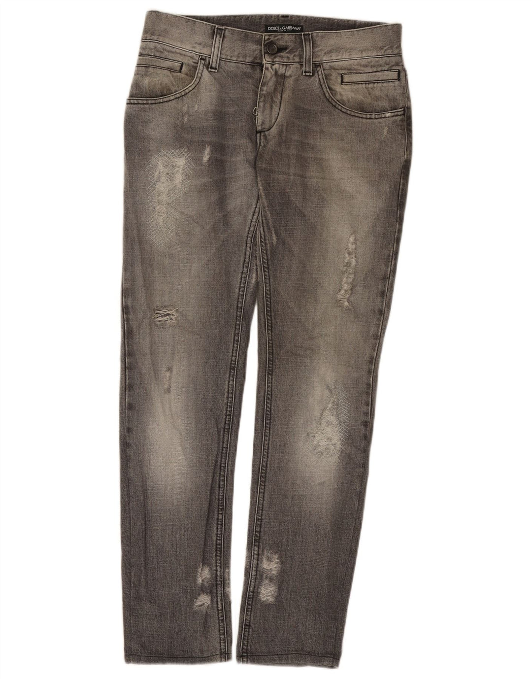 Dolce & Gabbana Dame Distressed Slim Jeans IT 44 Medium W30 L31 Grå