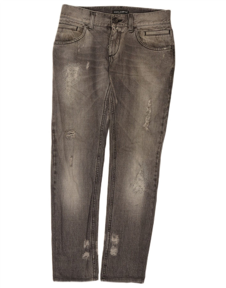 Dolce & Gabbana Dame Distressed Slim Jeans IT 44 Medium W30 L31 Grå