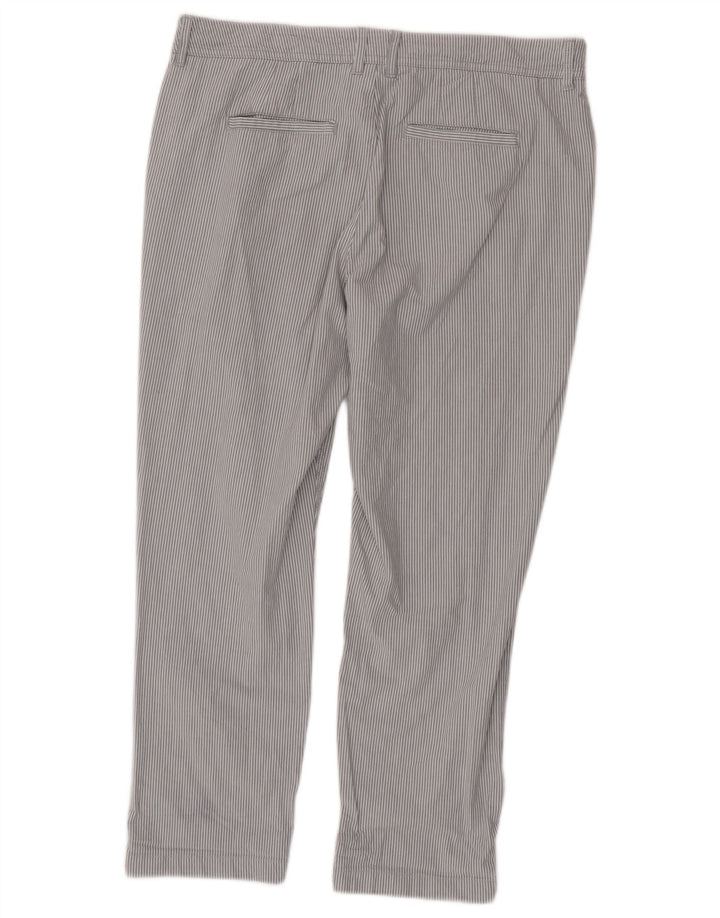 Fat Face Dame Regular Cropped Trousers UK 12 Medium W32 L25 Gråstribet
