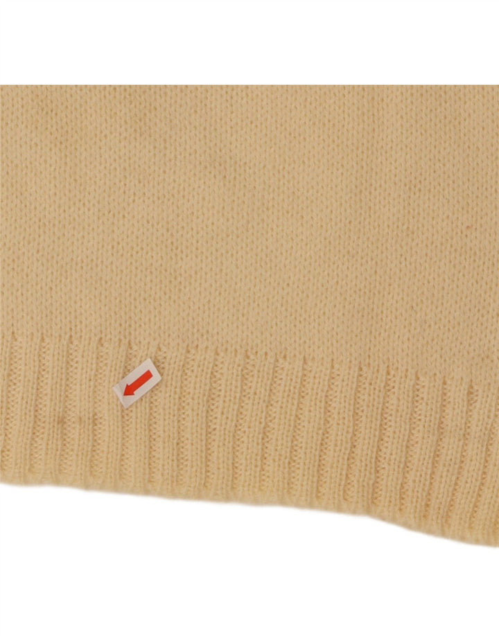 VINTAGE Mens V-Neck Jumper Sweater Medium Beige Vintage Vintage and Second-Hand Vintage from Messina Hembry 