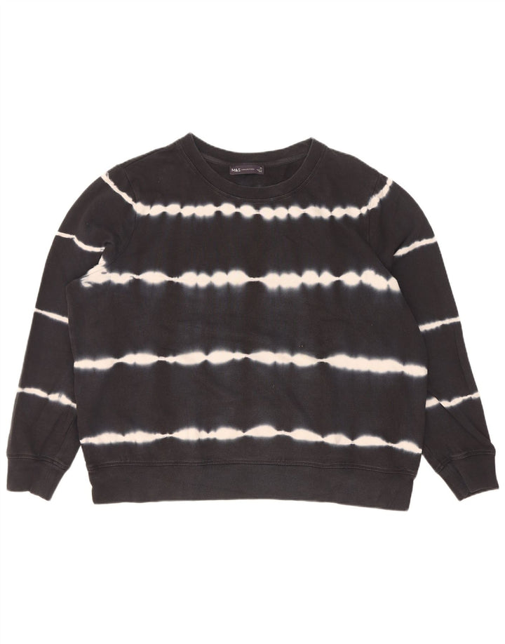 Marks & Spencer Dame Oversized Sweatshirt Jumper UK 18 XL Black Tie Dye