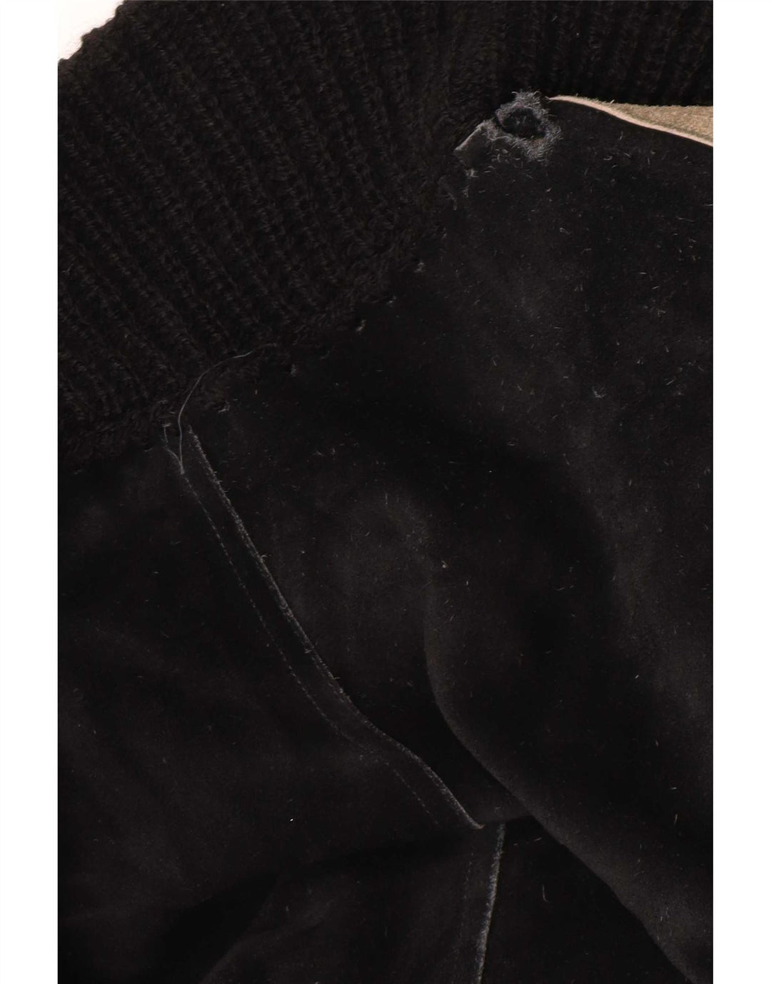 Vintage Dame Bomber Ruskindsjakke UK 16 Large Black Colourblock