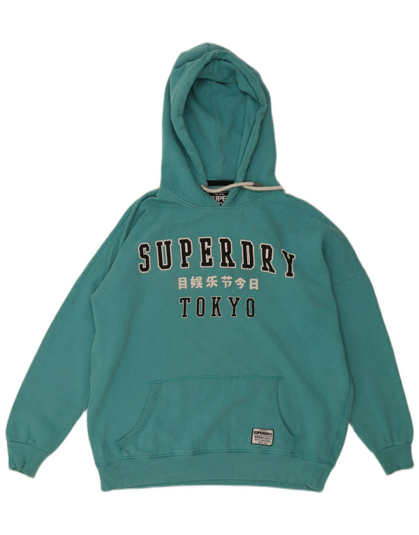 Superdry Graphic Oversized Hoodie Jumper til kvinder UK 10 Small Turkis