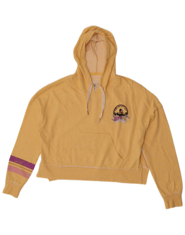 Rip Curl Dame Crop Hoodie Jumper UK 14 Mellem gul stribet