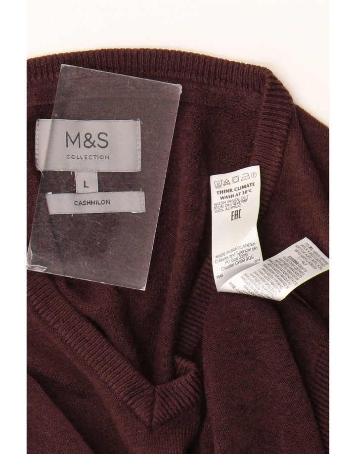 Marks & Spencer Herre V-hals sweater Stor brun akryl