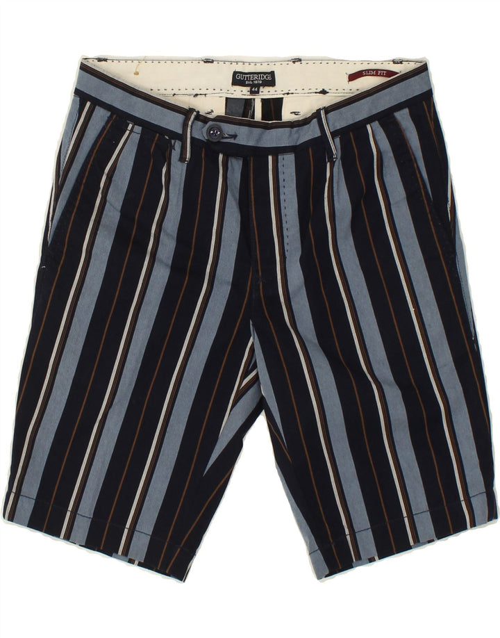 GUTTERIDGE Womens Slim Fit Chino Shorts IT 44 Medium W30 Navy Blue Striped Vintage Gutteridge and Second-Hand Gutteridge from Messina Hembry 