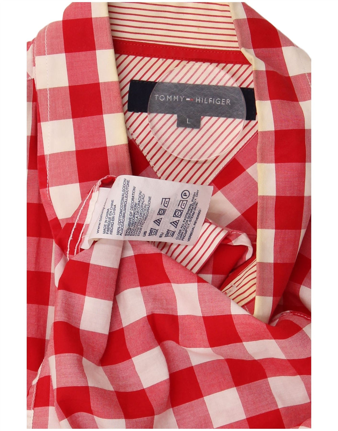 Tommy Hilfiger Herreskjorte Stor rød Gingham Bomuld