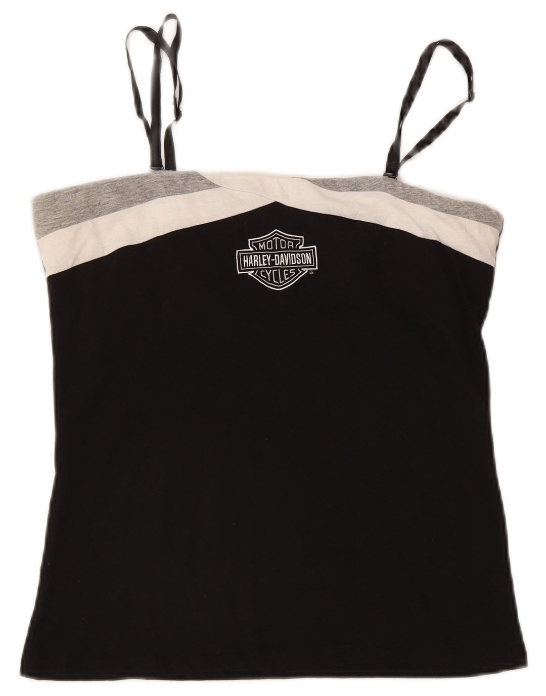 Harley Davidson Dame Grafisk Crop Cami Top UK 14 Stor Sort Bomuld