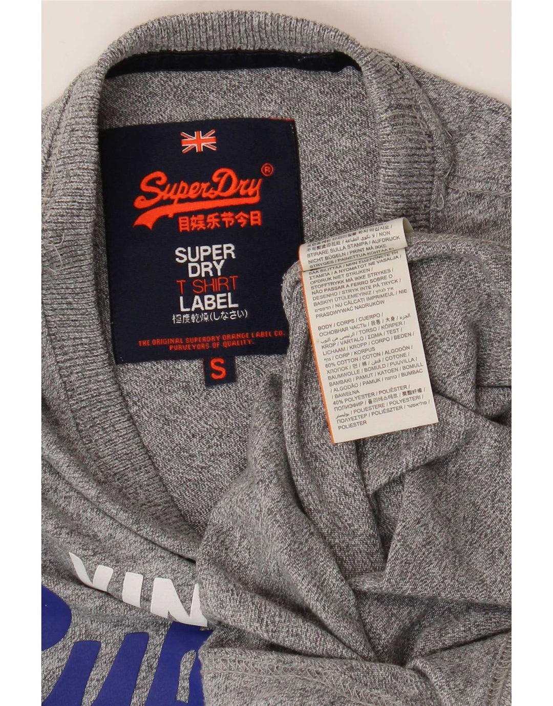 Superdry Grafisk T-shirt-top til mænd, lille grå flækket bomuld