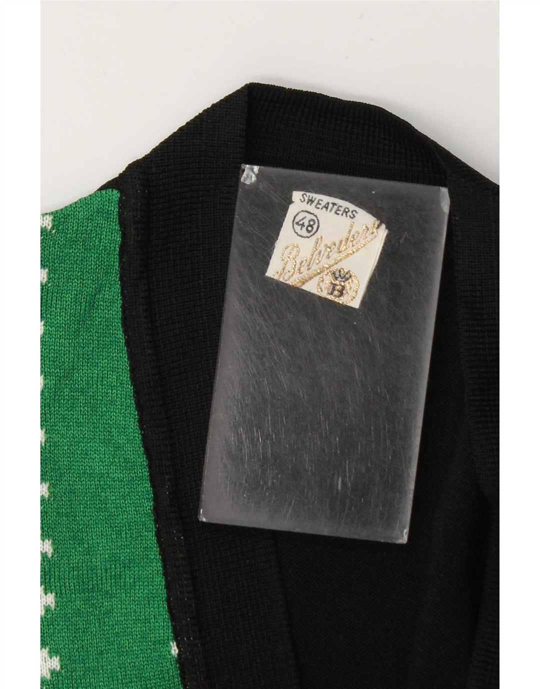 Vintage dame cardigan sweater IT 48 XL Sort Colourblock