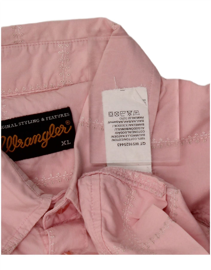WRANGLER Mens Short Sleeve Shirt XL Pink Patchwork Cotton