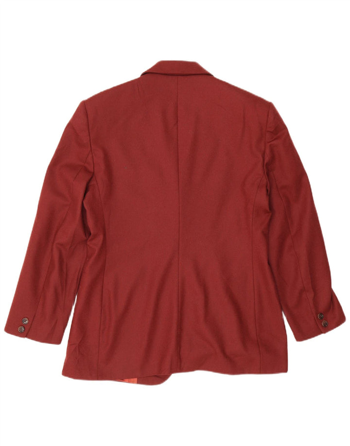 Benetton Dame Crop 2 Button Blazer Jacket IT 44 Medium Burgundy Wool