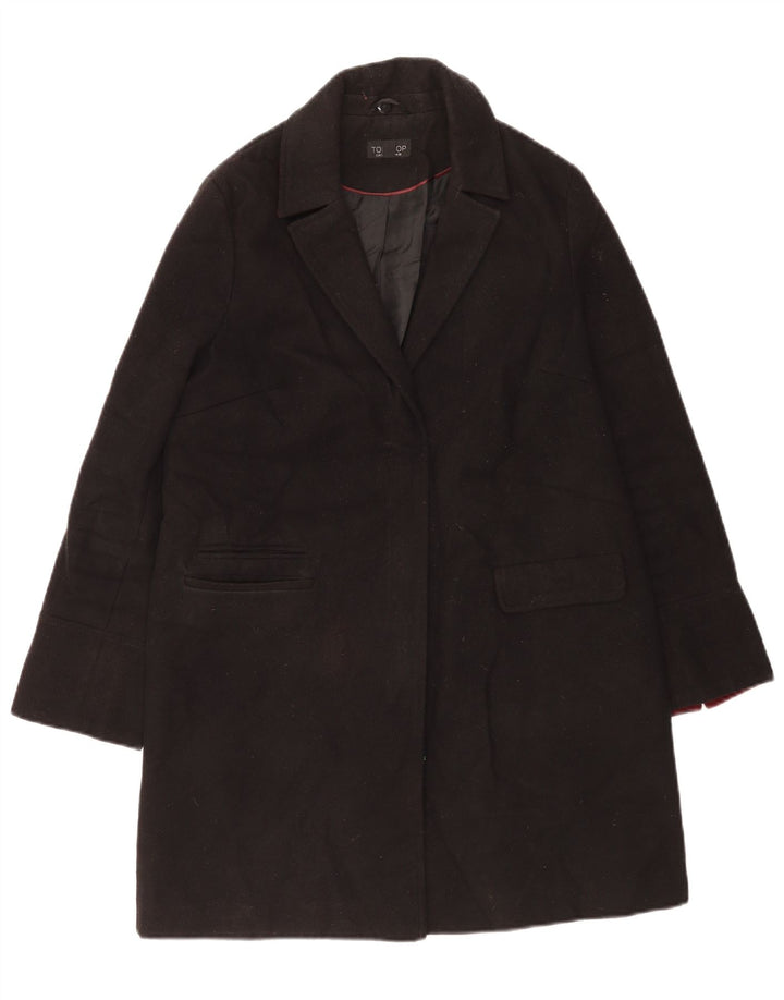 Topshop Dame Oversized Overfrakke UK 10 Small Black Polyester