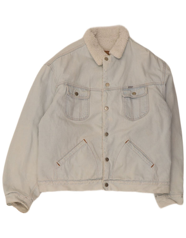 Rifle Herre Sherpa Denim Jakke UK 44 2XL Blå Bomuld