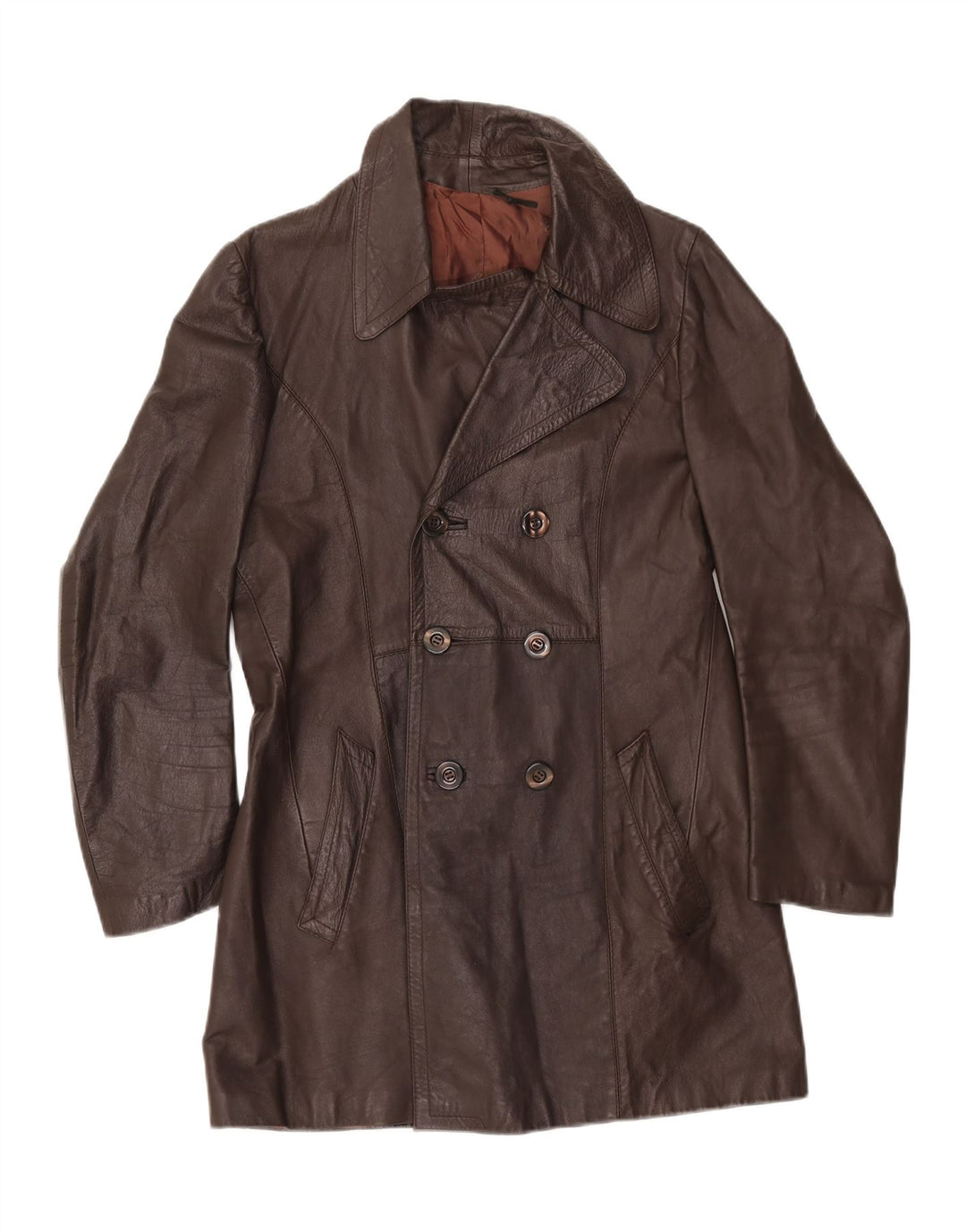 VINTAGE Læderfrakke til kvinder IT 50 XL Brun