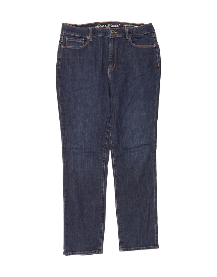 EDDIE BAUER Womens Slightly Curvy Straight Jeans US 14 W34 L29 Navy Blue Vintage Eddie Bauer and Second-Hand Eddie Bauer from Messina Hembry 