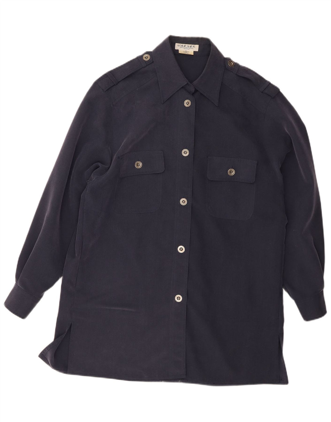 Jaeger Dame Overfrakke UK 14 Medium Navy Blue Modal