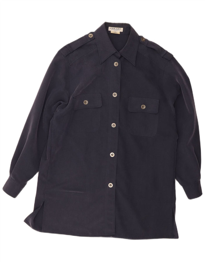 Jaeger Dame Overfrakke UK 14 Medium Navy Blue Modal