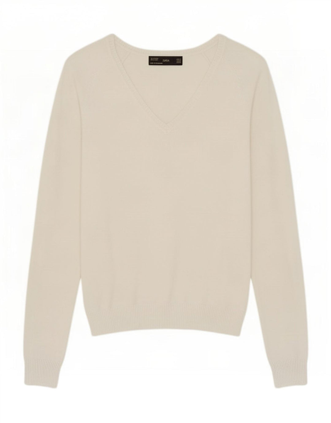 Zara Dame V-hals sweater UK 12 Medium Hvid Bomuld