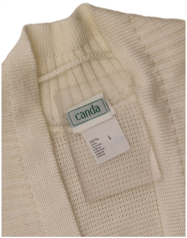 Canda Kvinders Oversized Cardigan Sweater UK 16 Large Off White Akryl