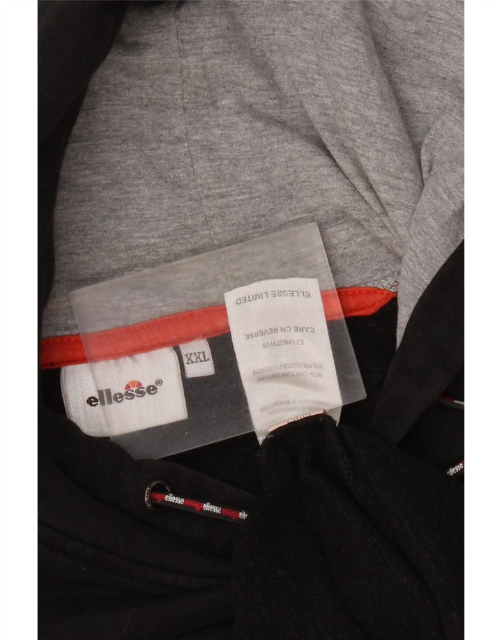 Ellesse Herre Grafisk Hoodie Jumper 2XL Sort Bomuld