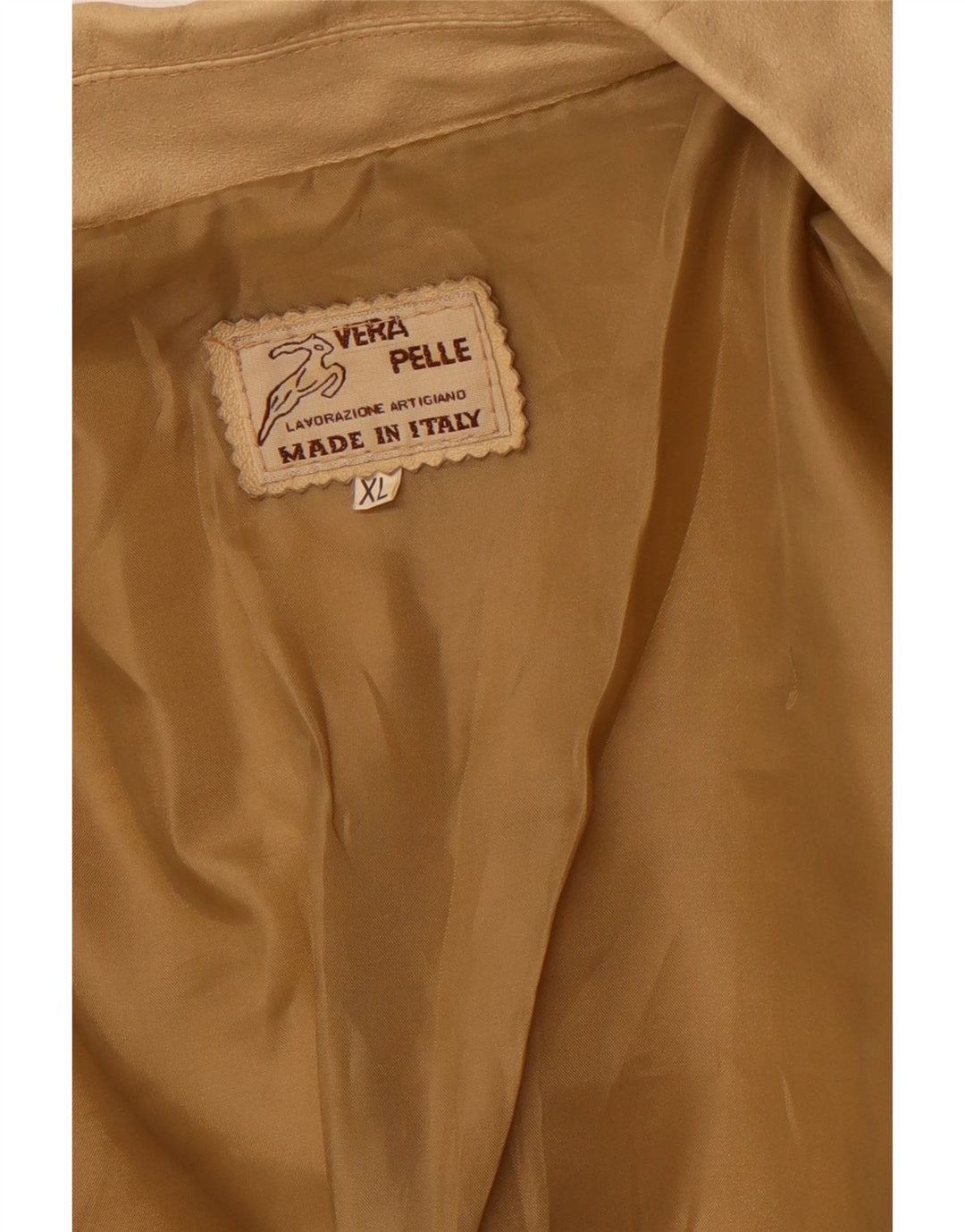 VINTAGE Dame Læderjakke UK 18 XL Beige Læder