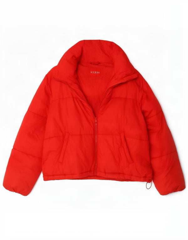 Guess Womens Oversized Padded Jacket UK 14 Medium Red Polyamide