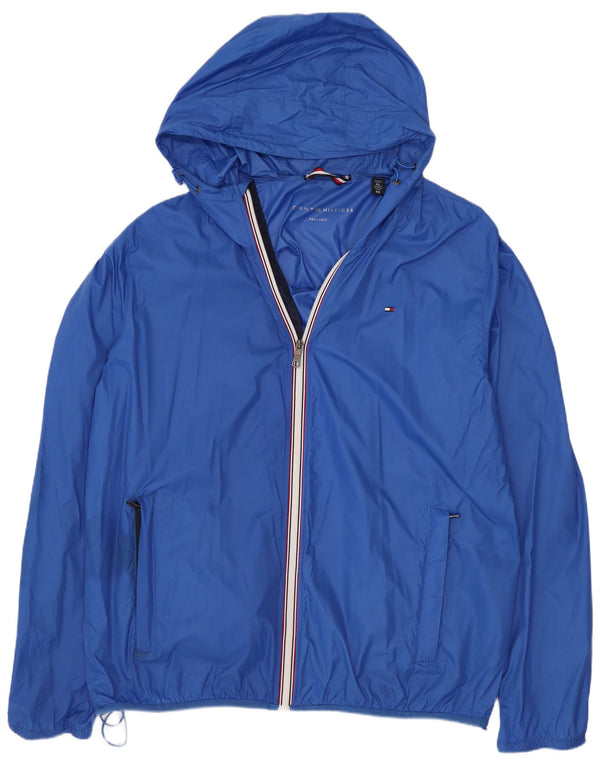 Tommy Hilfiger Herre Hætte Regnjakke UK 42 XL Blå Nylon