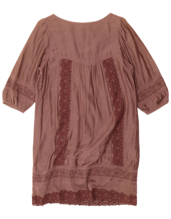 MASSIMO DUTTI Womens 3/4 Sleeve Tunic Dress EU 40 Medium Brown Cotton