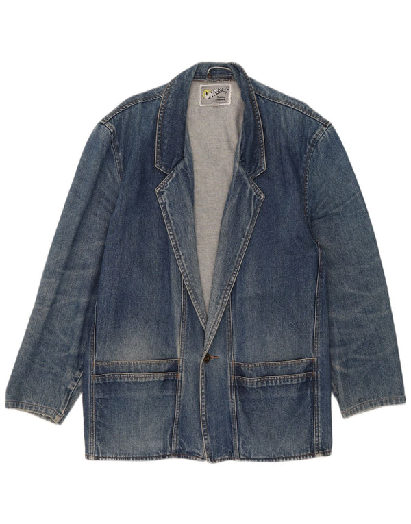 Vintage Herre 1 knap Denim Blazer Jacket IT 48 Medium Blue Bomuld
