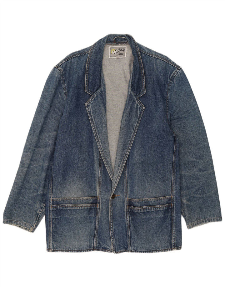 Vintage Herre 1 knap Denim Blazer Jacket IT 48 Medium Blue Bomuld