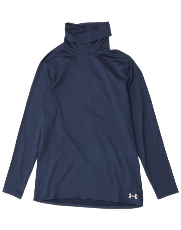 Under Armour Herre Cold Gear Roll Neck Top Langærmet Stor Blå Polyester