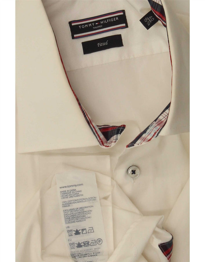 Tommy Hilfiger Herre skræddersyet figursyet skjorte størrelse 40 15 3/4 Medium Off White