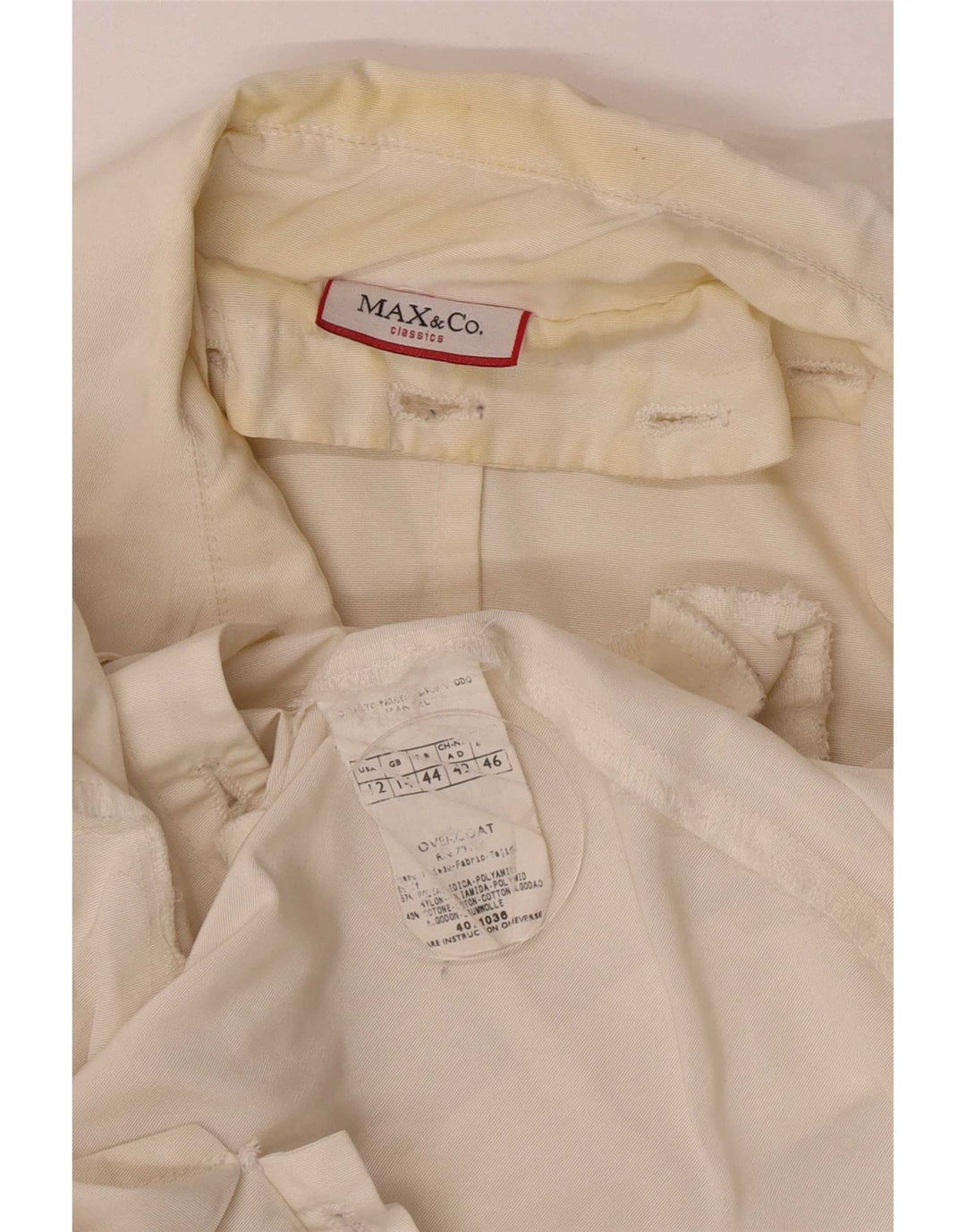Max & Co. Trench Coat til kvinder UK 14 Medium Off White Polyamid