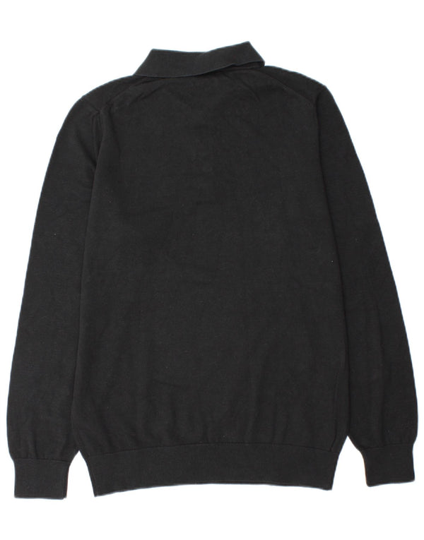 Massimo Dutti Herre Polo Neck Jumper Sweater Medium Sort Bomuld