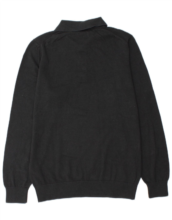 Massimo Dutti Herre Polo Neck Jumper Sweater Medium Sort Bomuld